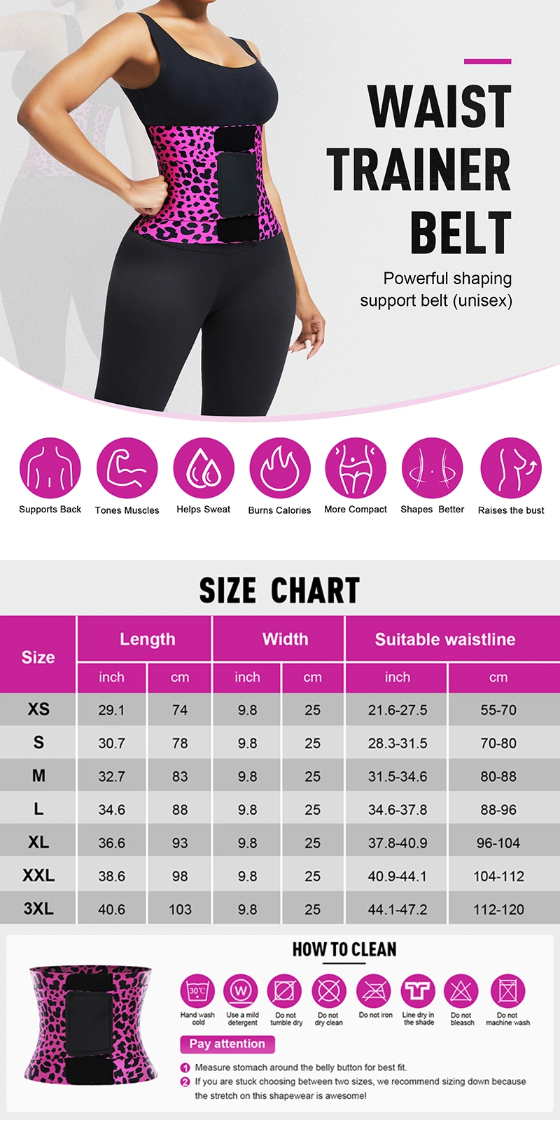 New Custom Logo Compression Adjustable Women Fitness Back Support Belt Neoprene Tummy Control Sweat Belt Waist Trimmer